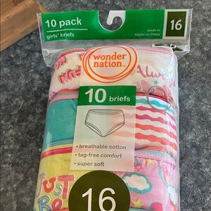 Wonder Nation Girls' Briefs 10-Pack - Pink, Blue, Yellow